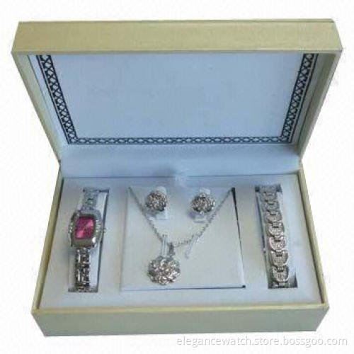 Jewelry watches with earrings and necklace